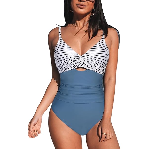 Women's Ribbed Plunge Twist-Front One Piece Swimsuit Shade